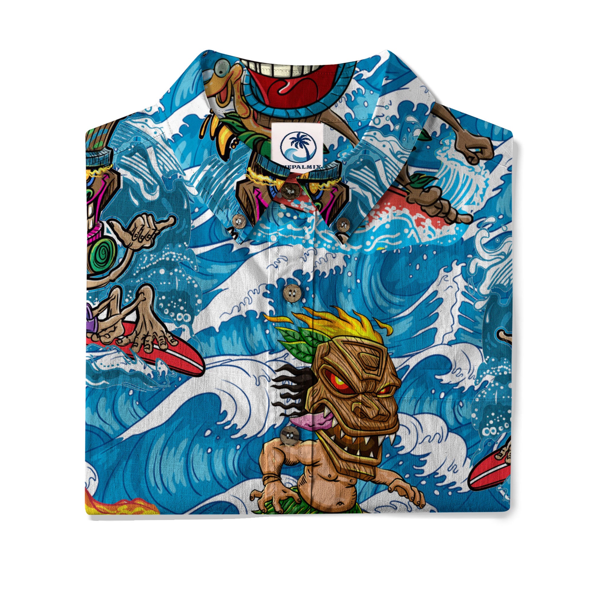 Tiki Mask Aloha Hawaii Shirt, Surfing Tiki Beach Hawaiian Shirt
