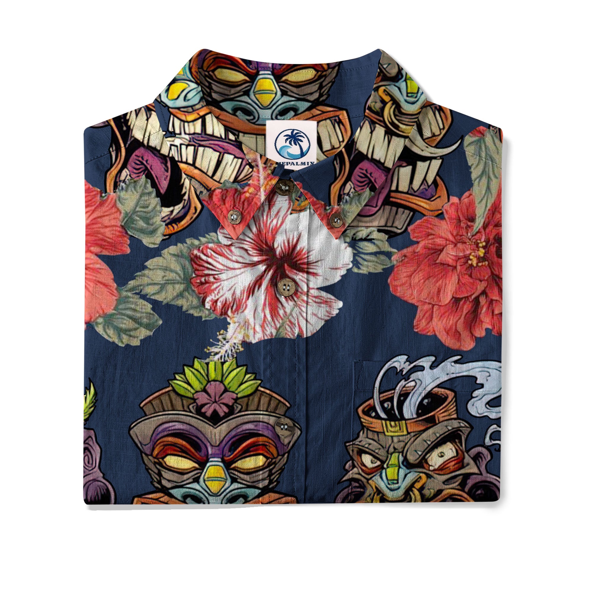 Hawaii Plumeria Lei Hawaiian Shirt, Tiki and Kakau Pattern