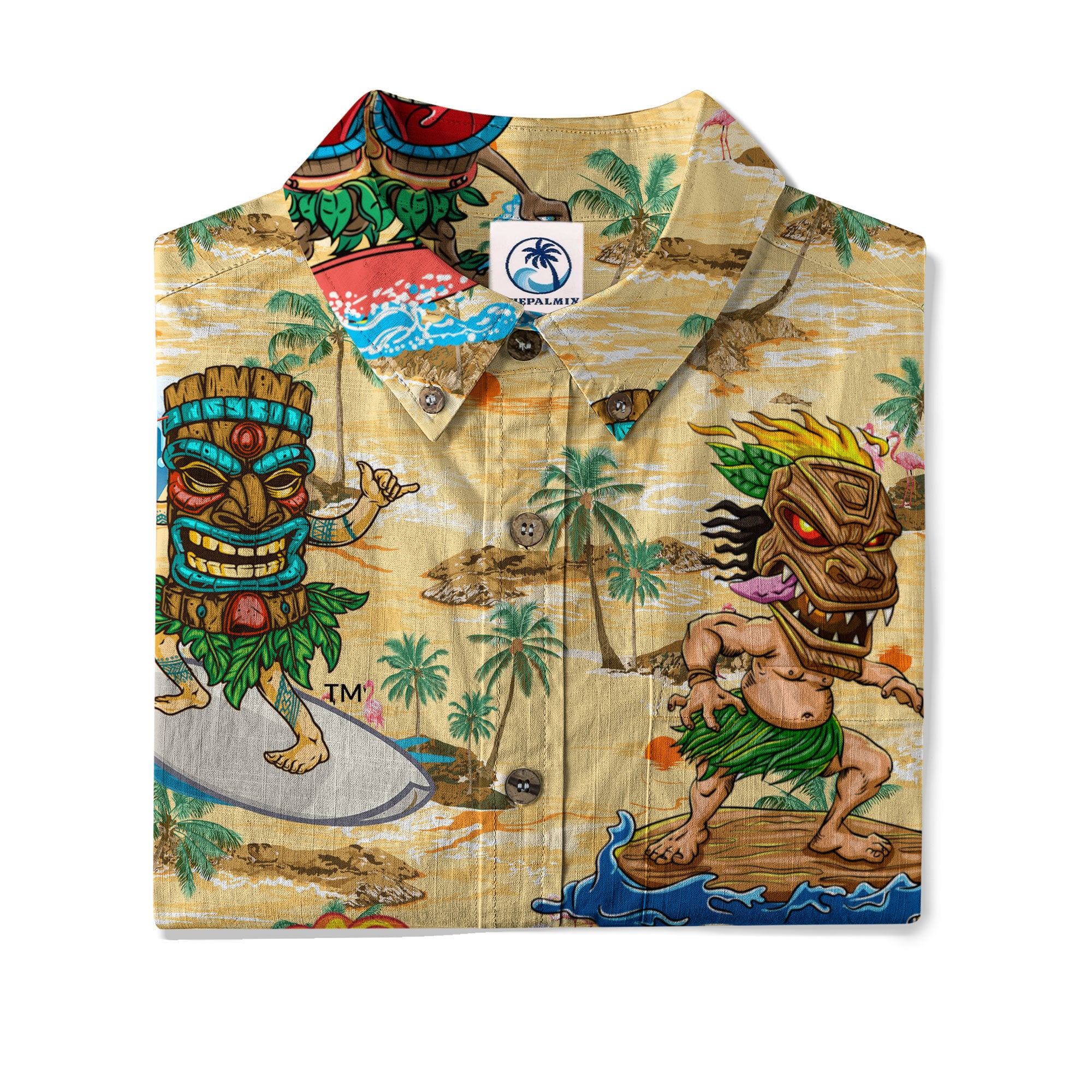 3D Tiki Tiki Surfing Hawaii Shirt, Hibiscus Flowers Hawaii Shirt
