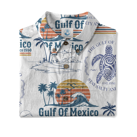 Retro Sunset Gulf Of Mexico Since 1550 Hawaii Shirt, Gulf of Mexico Hawaii Shirt