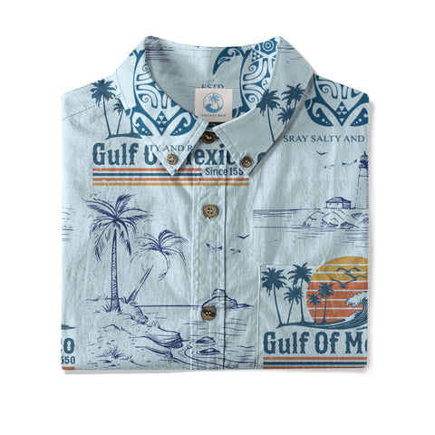 Retro Sunset Gulf Of Mexico Since 1550 Hawaii Shirt, Gulf of Mexico Hawaii Shirt