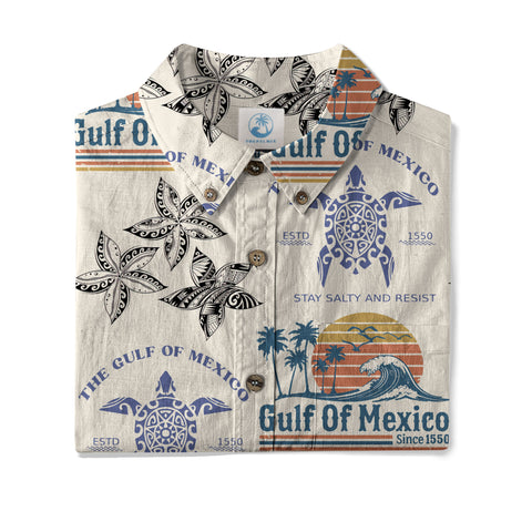 Retro Sunset Gulf Of Mexico Since 1550 Hawaii Shirt, Gulf of Mexico Hawaii Shirt