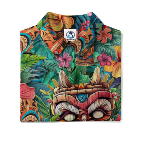 Colorful Tiki Hawaiian Shirt, Summer Vibes Aloha Hawaii Shirt
