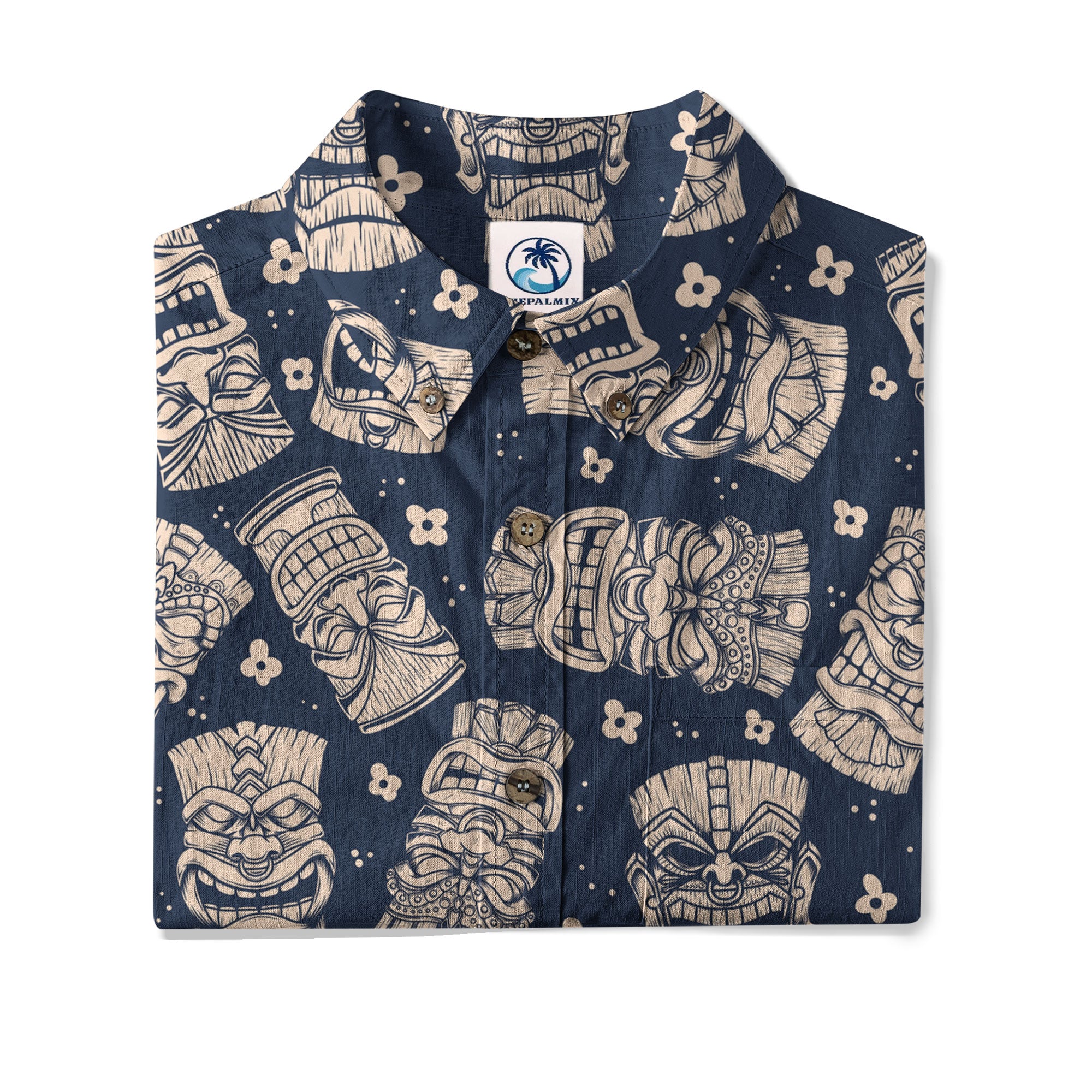 Tribal Tiki Hawaiian Shirt, Tiki Flowers Aloha Hawaii Shirt