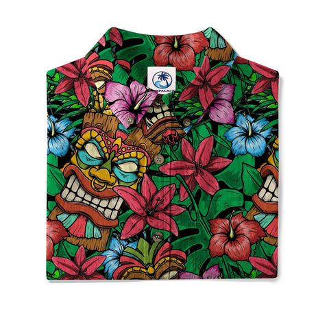 Tiki Hibiscus Flowers Hawaii Shirt
