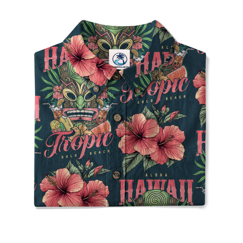 Tiki Hawaii Tropic Hawaiian Shirt