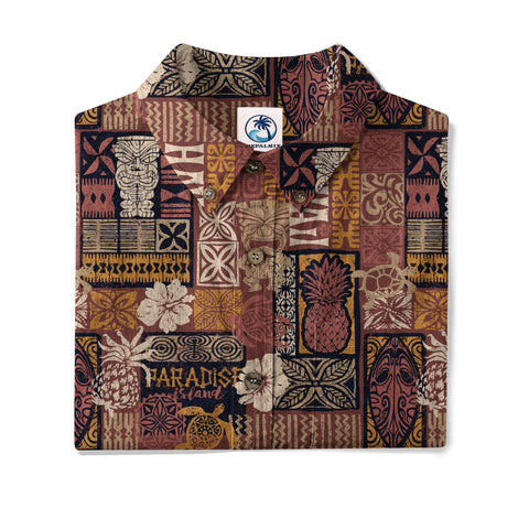 Tribal Tiki Hawaiian Style Tribal Motif Hawaii Shirt