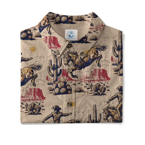 Cowboy Cactus Hawaiian Shirt Wild West Tree Shirt