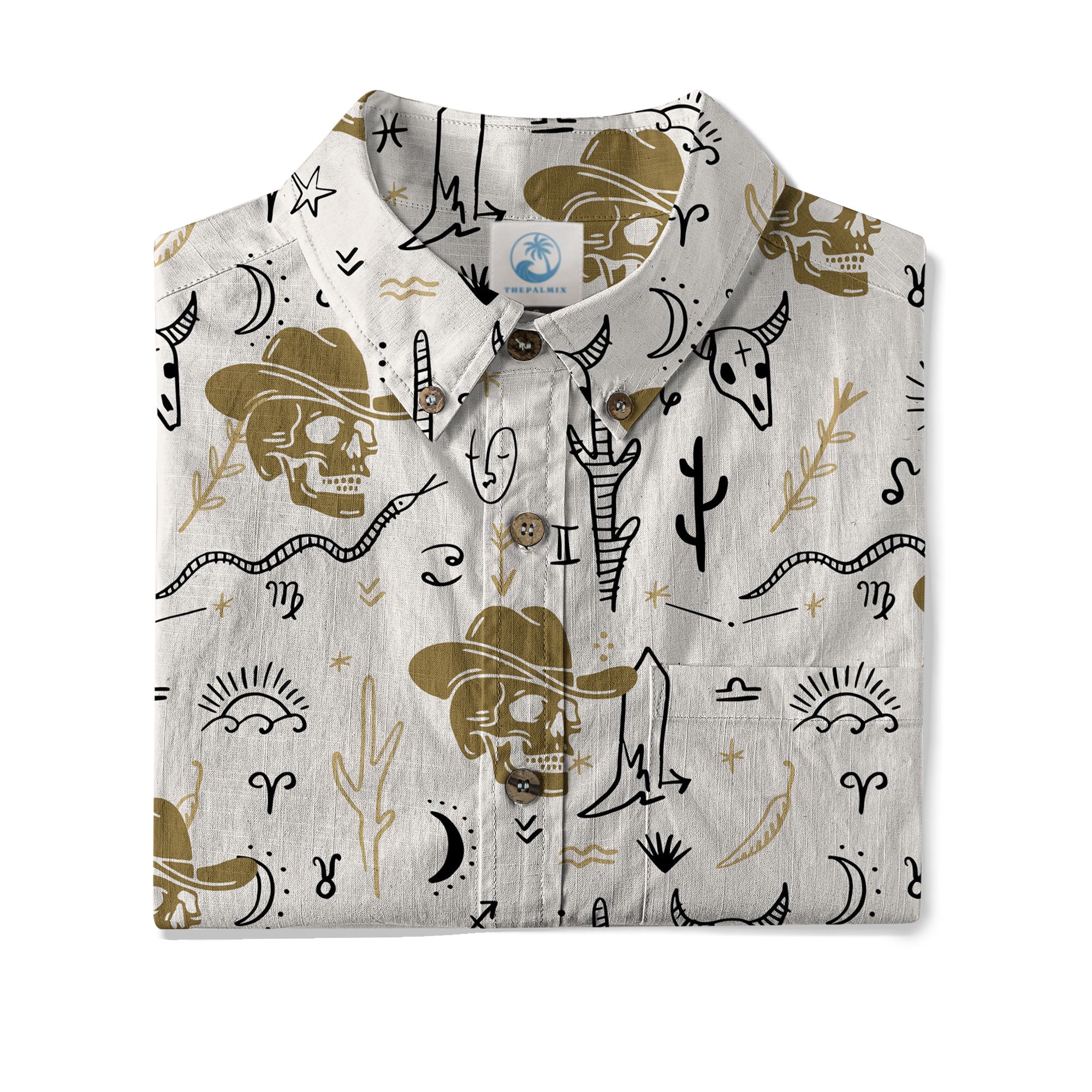 Western Skull Hawaiian Shirt Tropical Summer Vacation