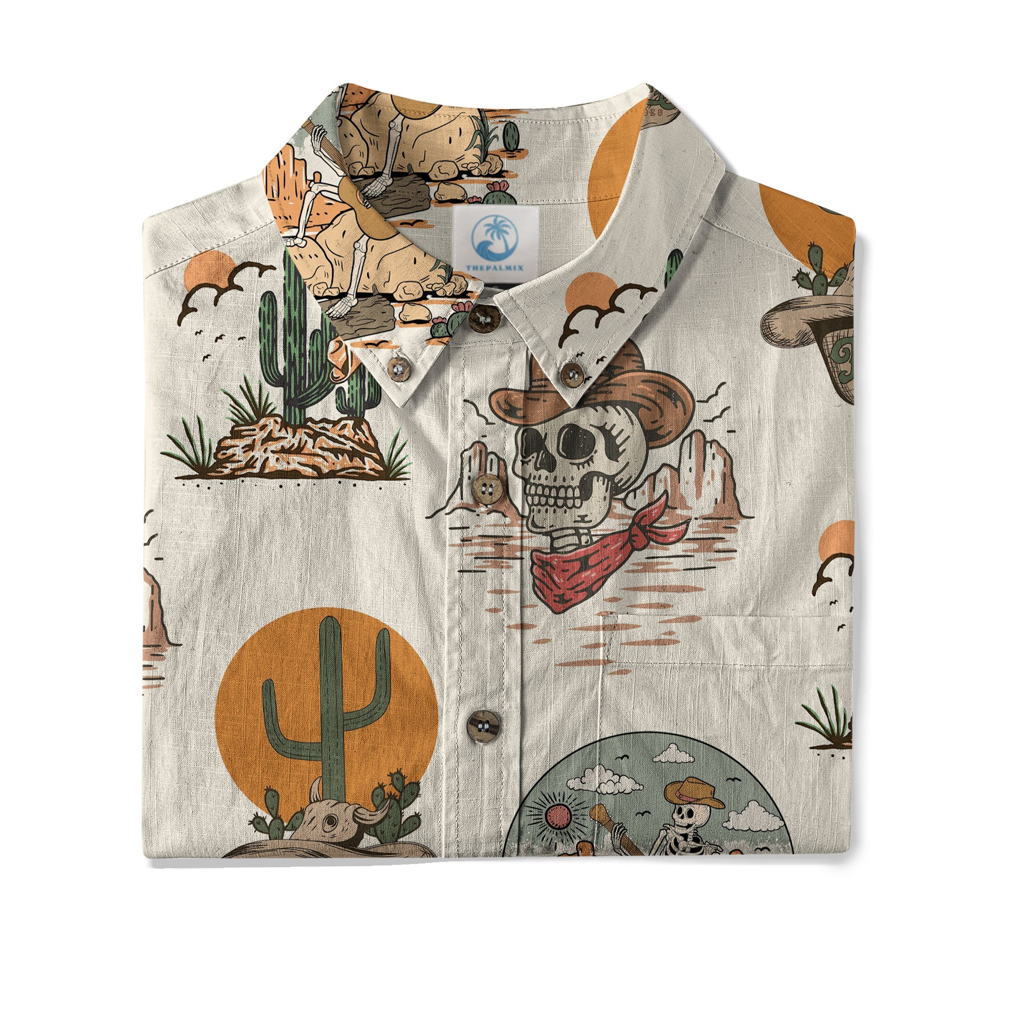 Western Skull Hawaiian Shirt Tropical Summer Vacation