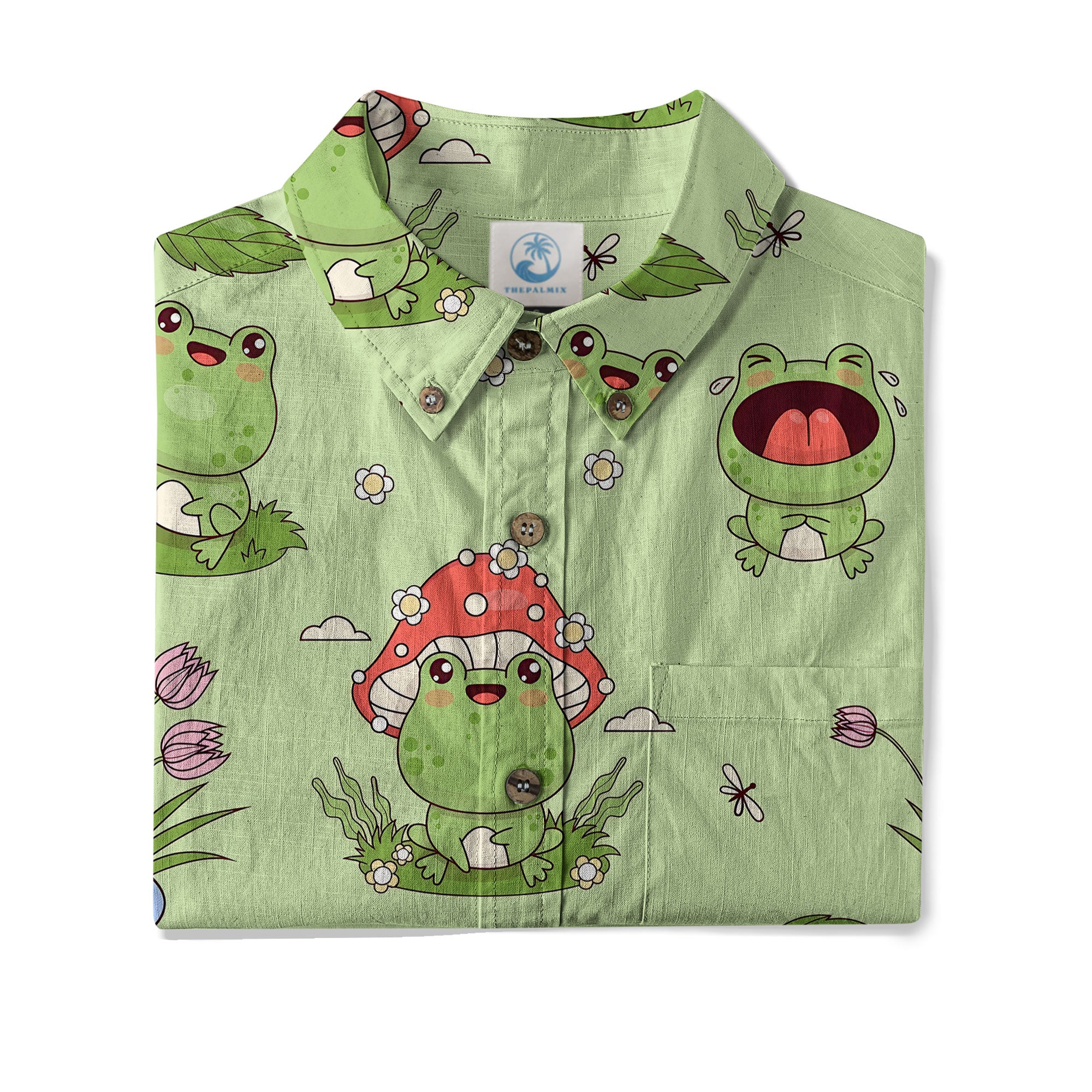 Tropical Red-eyed Frog Hawaiian Shirt Palm Leaves Aloha Frog Cute Tropical Hawaiian Shirt