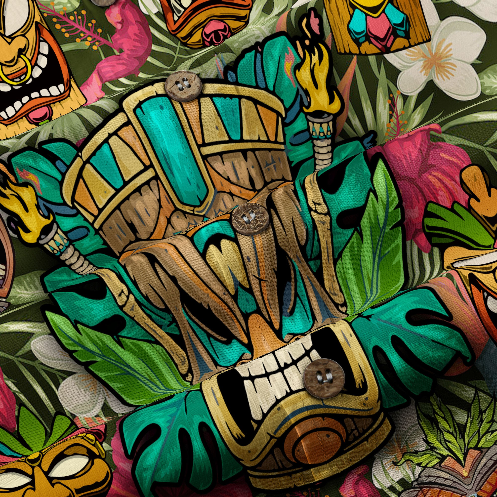 Tiki Mask Hawaii Shirt, Aloha Tiki Mask Pattern Aloha Hawaiian Shirt