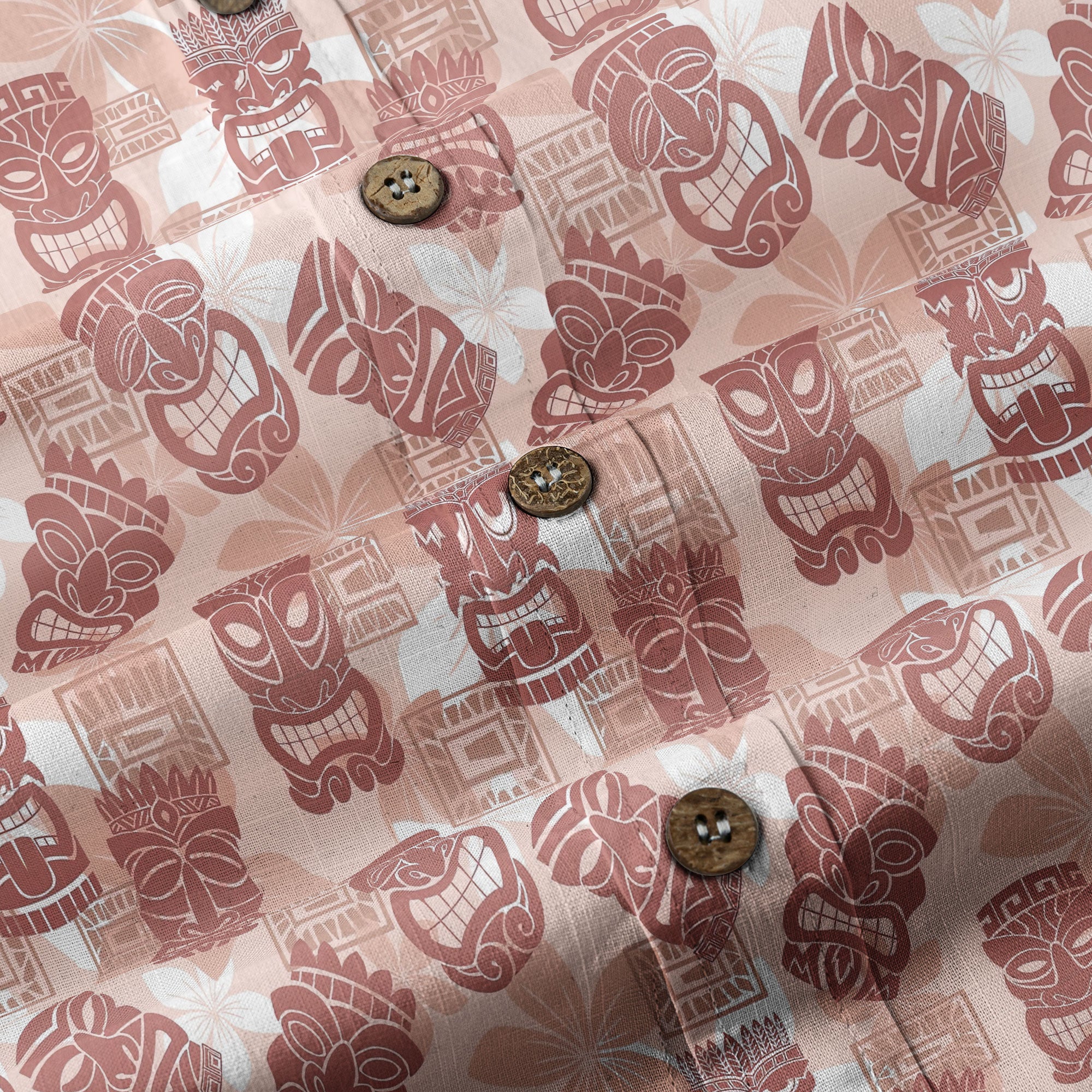 Colorful Tiki Hawaiian Shirt, Tribal Tiki Hibiscus Hawaiian Shirt