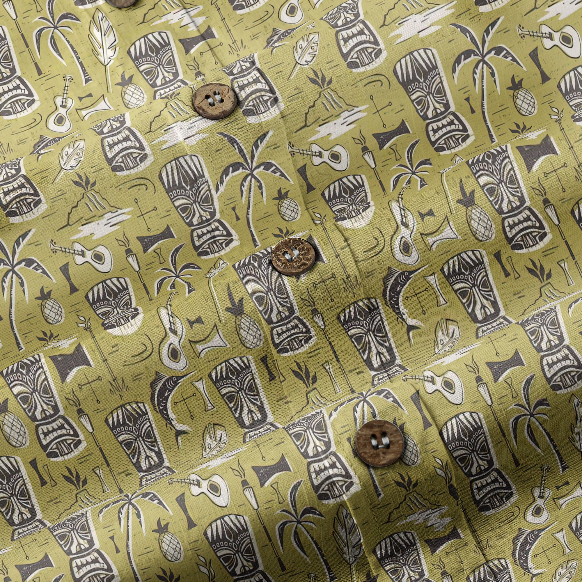 Retro Mid Century Modern Tiki Hawaii Shirt, Tropical Tiki Hawaii Shirt