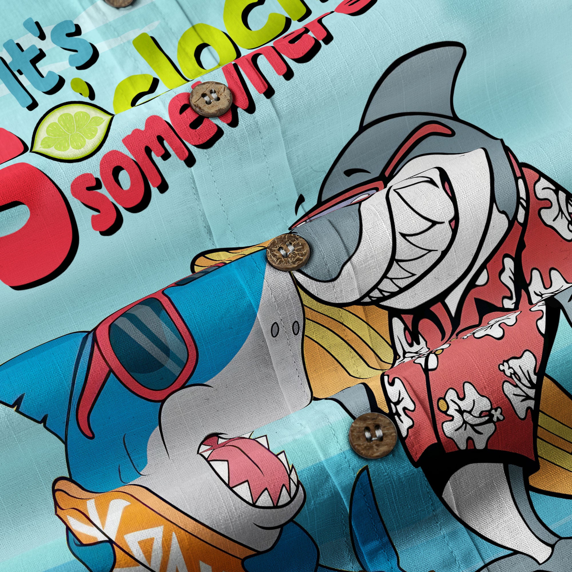 Retro Shark Hibiscus Drink Short Sleeve Shirt, I'm Not Waiting Until 5 Shirt