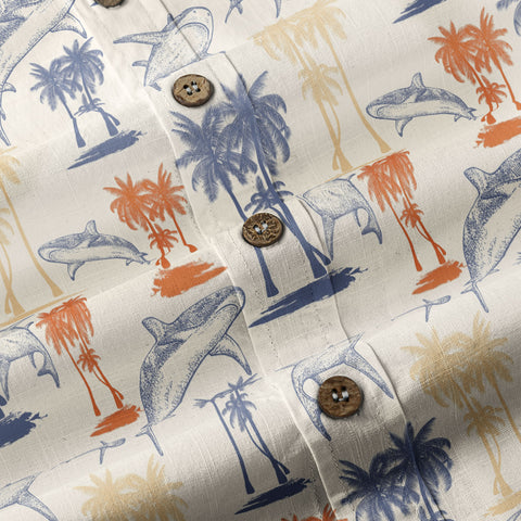 Sharks and Palms Islands Hawaiian Shirt, Ocean Animals Hawaii Shirt - The Palmix