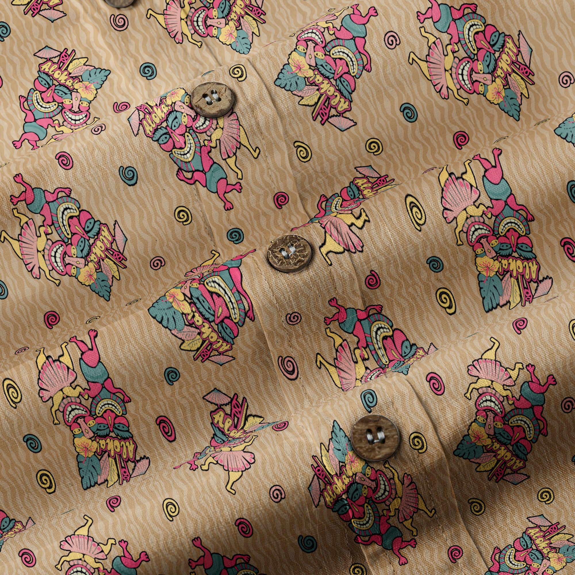 Hula Dancing Tiki Hibiscus Flower Hawaii Shirt