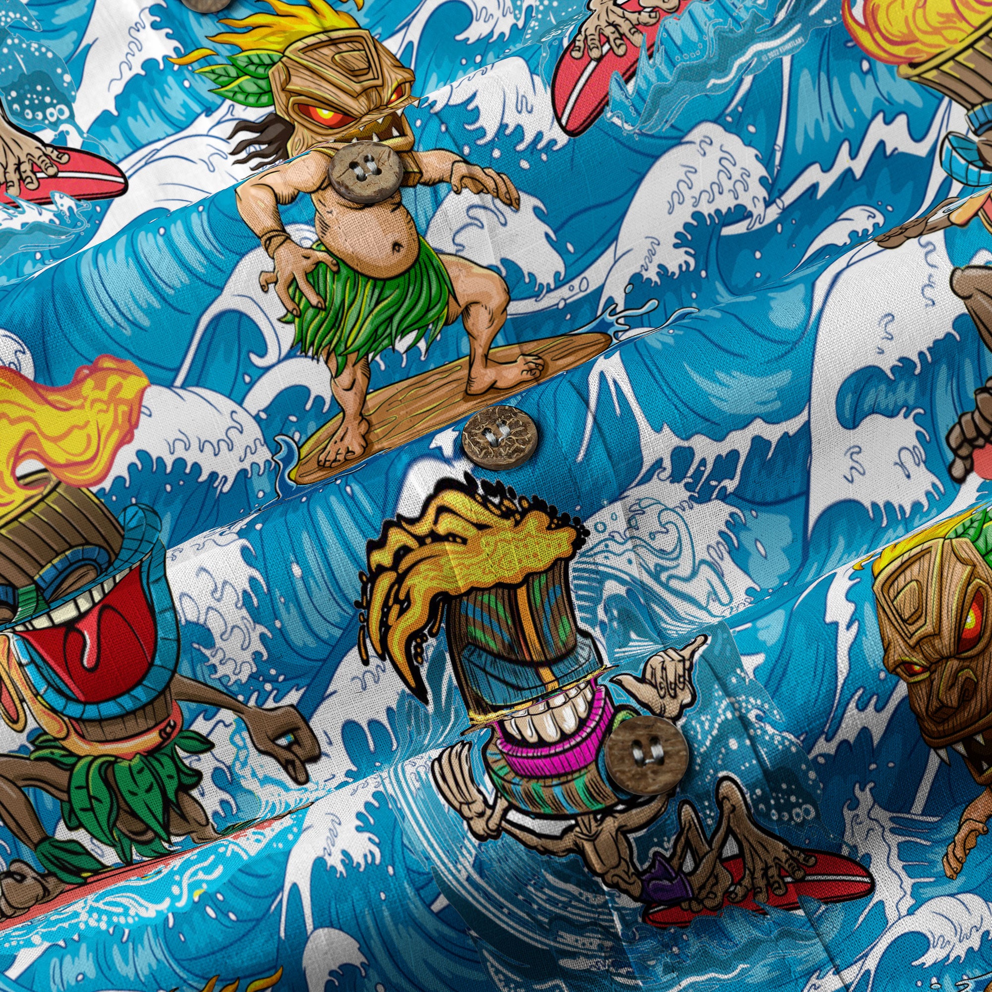 Tiki Mask Aloha Hawaii Shirt, Surfing Tiki Beach Hawaiian Shirt