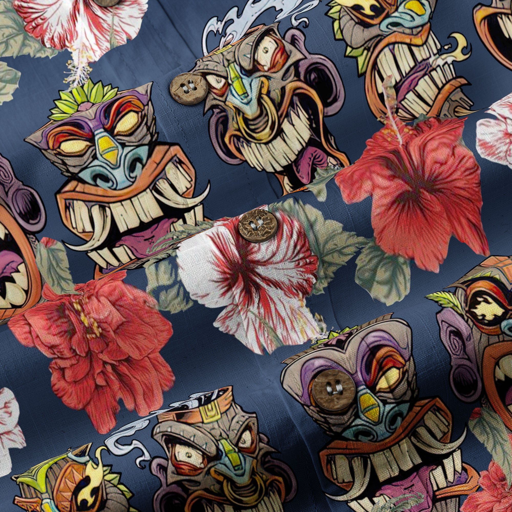 Hawaii Plumeria Lei Hawaiian Shirt, Tiki and Kakau Pattern