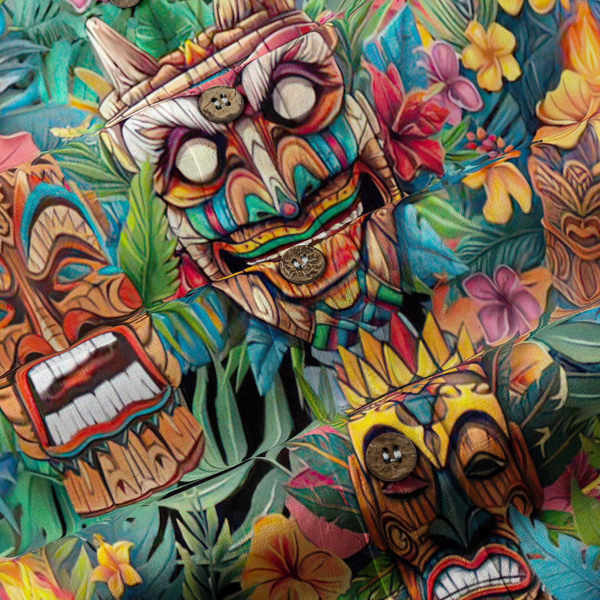 Colorful Tiki Hawaiian Shirt, Summer Vibes Aloha Hawaii Shirt