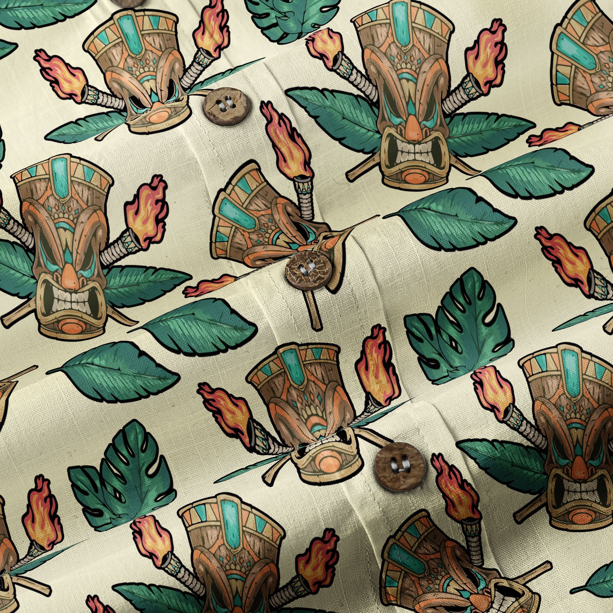 Tribal Tiki Hawaiian Shirt, Tiki Flowers Aloha Hawaii Shirt