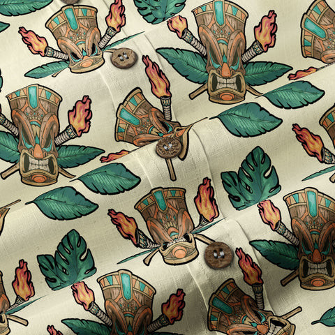 Tribal Tiki Hawaiian Shirt, Tiki Flowers Aloha Hawaii Shirt