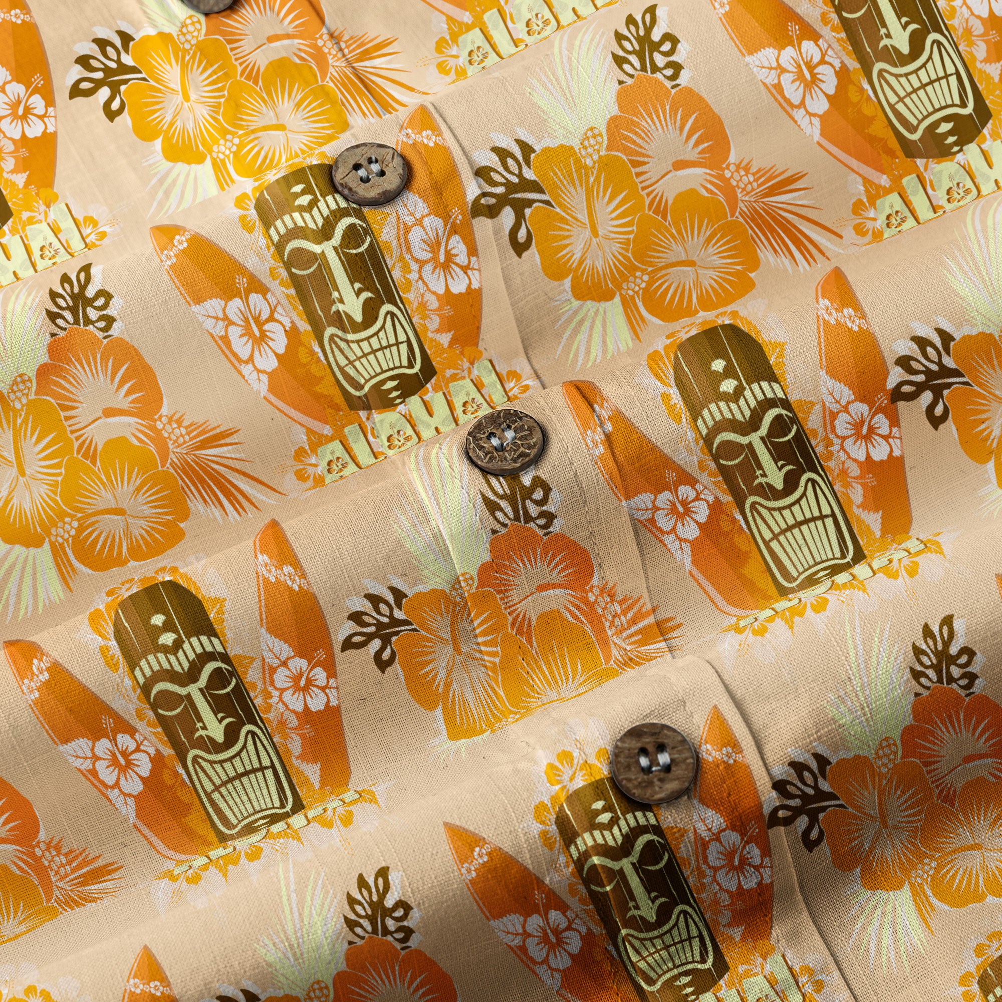 Tribal Tiki Hawaiian Shirt, Tiki Hibuscus Flowers Aloha Hawaii Shirt