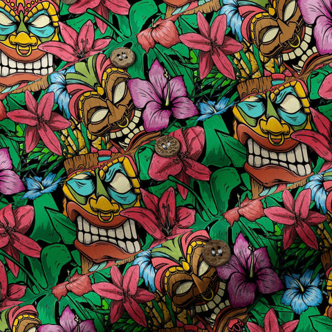 Tiki Hibiscus Flowers Hawaii Shirt