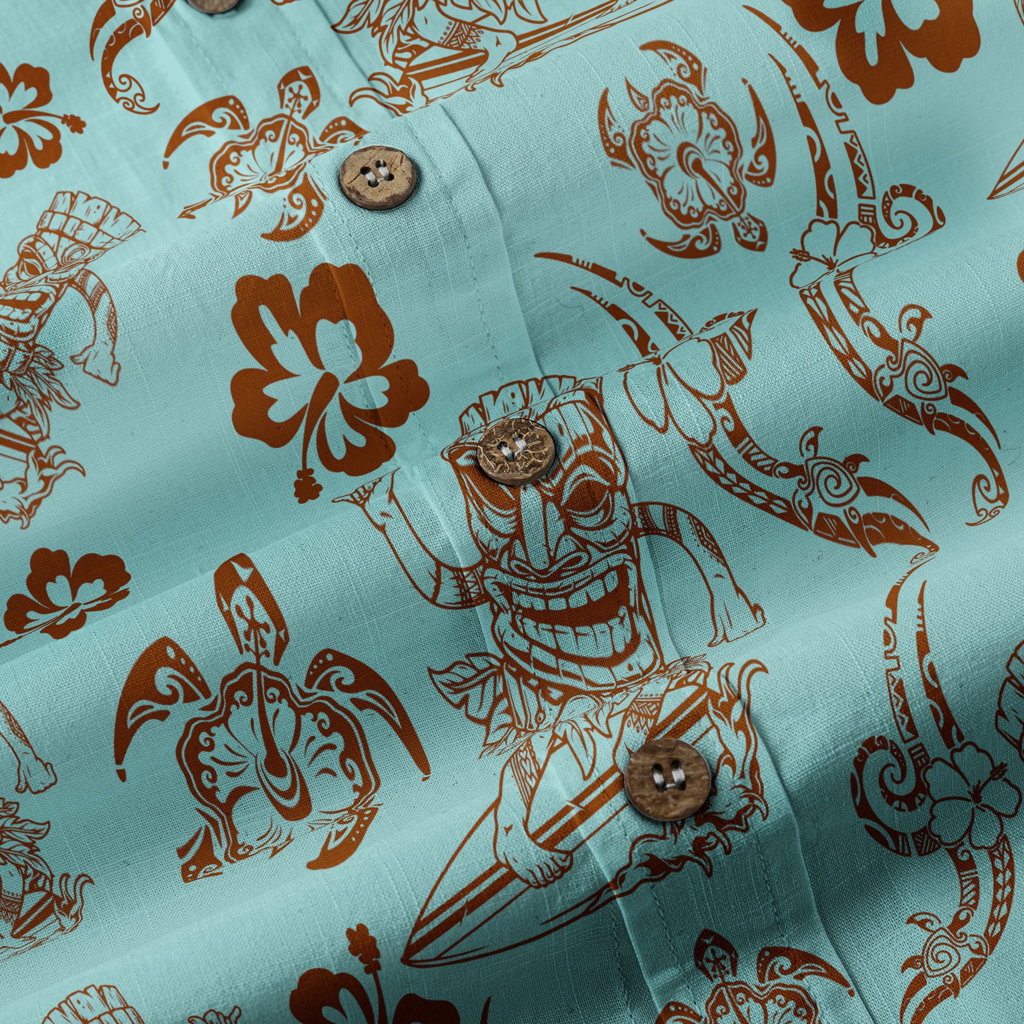 Tribal Tiki Mask Hawaii Shirt, Polynesian Hibiscus Flowers Shirt