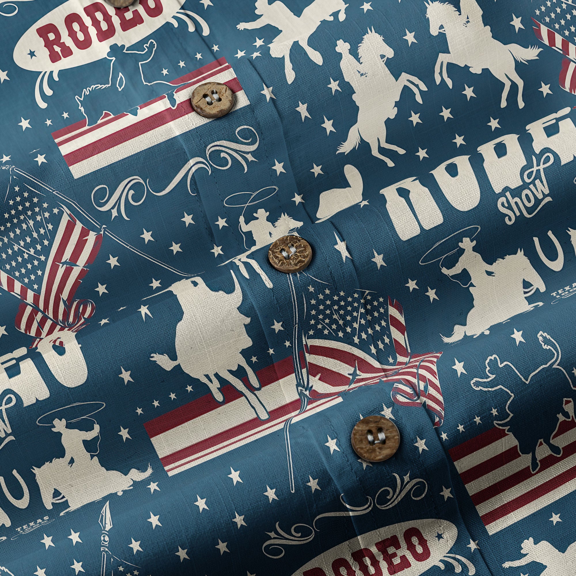 American Rodeo Hawaiian Shirt Colorful Cowboys Riding Patriotic Western Shirt 4th of July