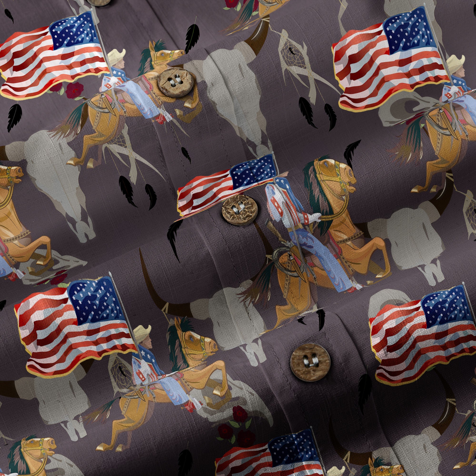 American Rodeo Hawaiian Shirt Colorful Cowboys Riding Patriotic Western Shirt 4th of July