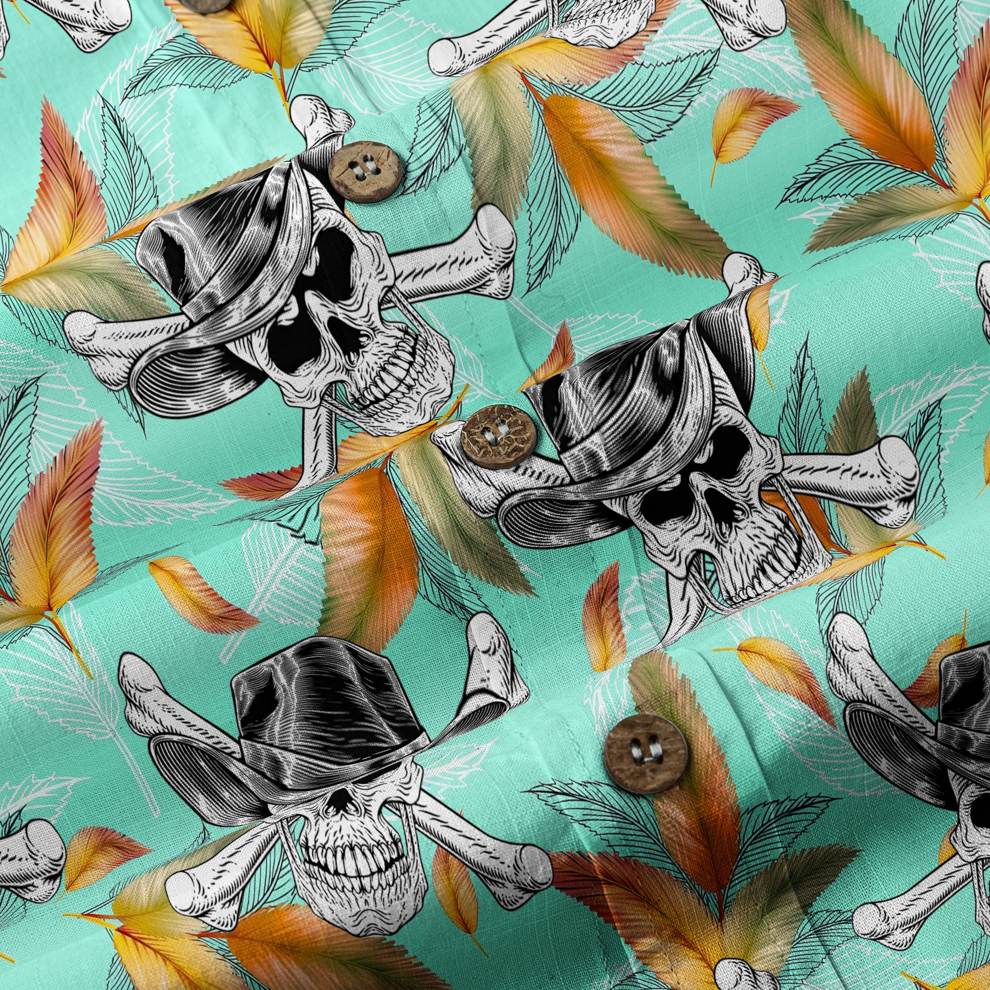 Western Skull Hawaiian Shirt Tropical Summer Vacation