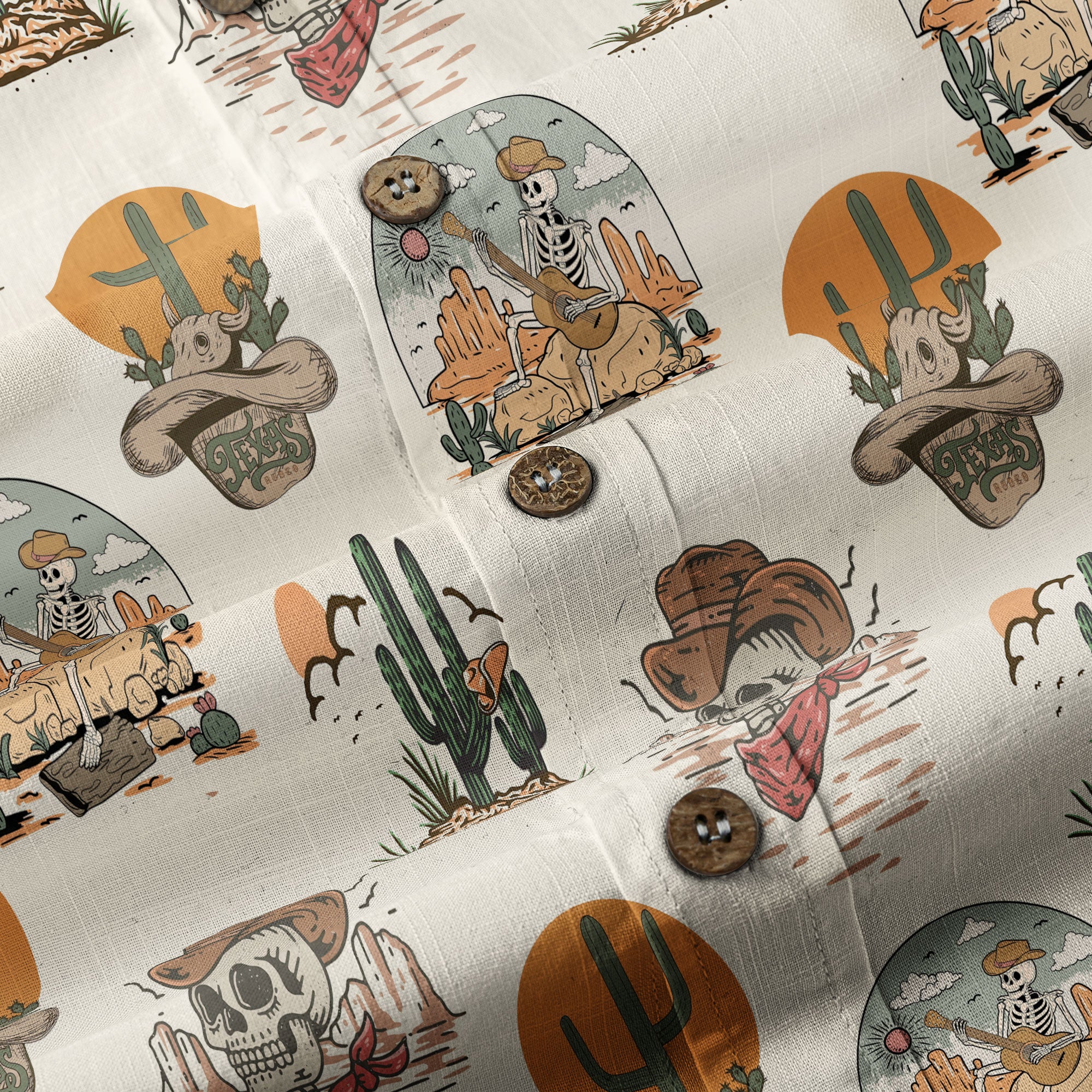 Western Skull Hawaiian Shirt Tropical Summer Vacation