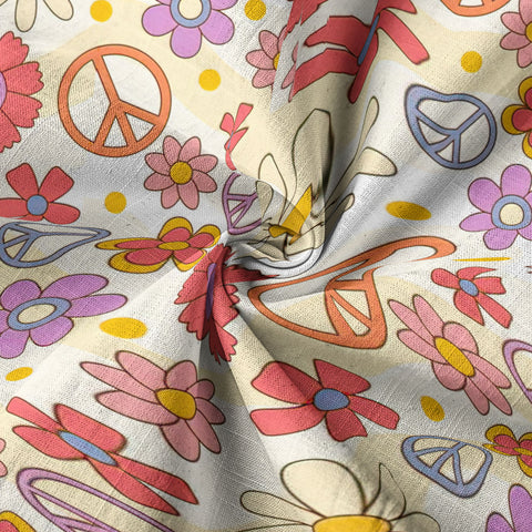 Hippie Groovy Flower Hawaii Shirt, Hippie Peace Love Hawaii Shirt