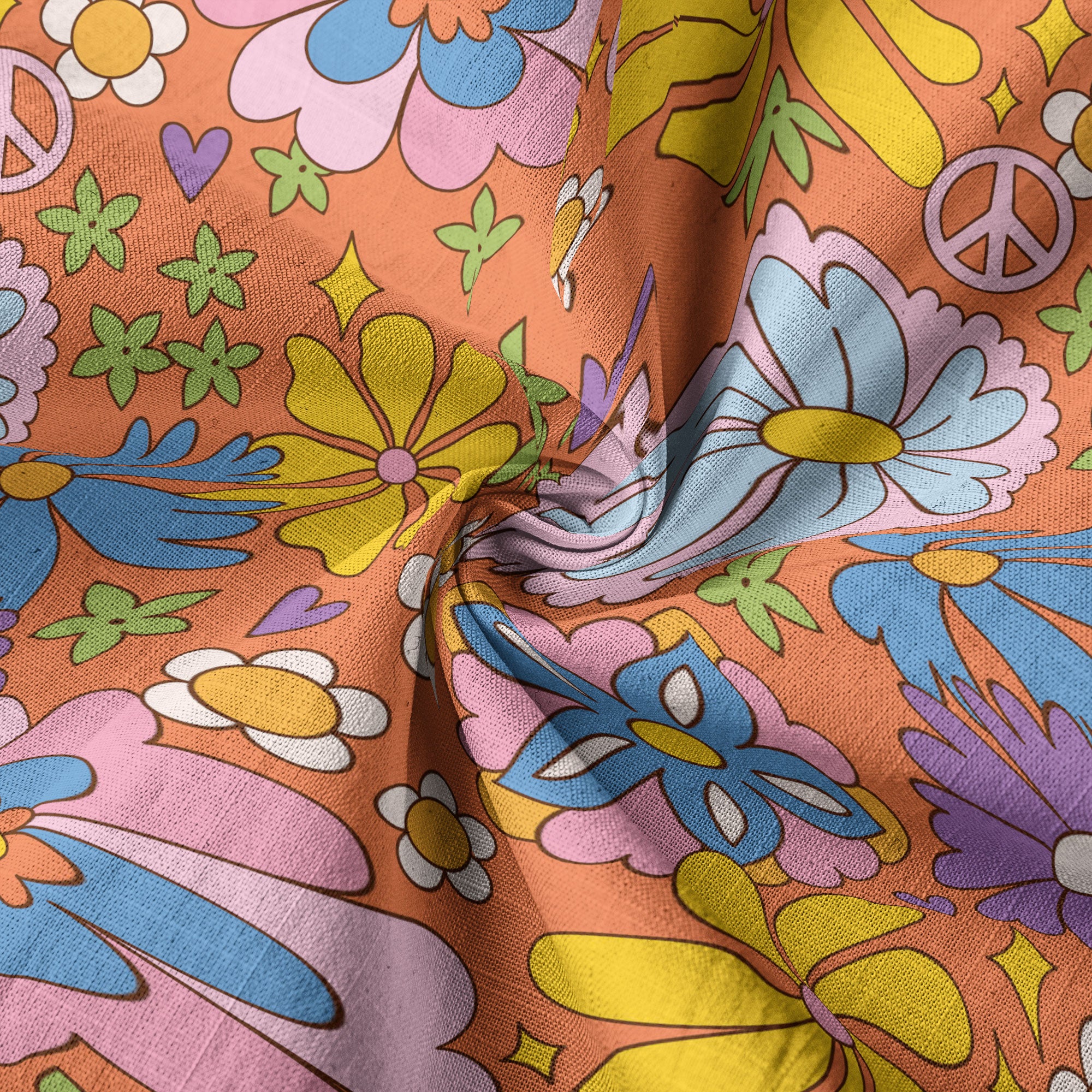 Hippie Groovy Flower Hawaii Shirt, Hippie Peace Love Hawaii Shirt