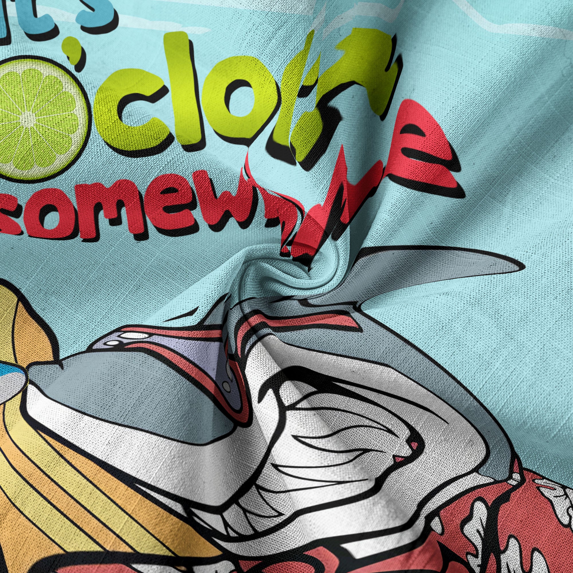 Retro Shark Hibiscus Drink Short Sleeve Shirt, I'm Not Waiting Until 5 Shirt