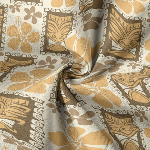 Tiki Mask Pattern Hawaiian Shirt, Tribal Tiki Hibiscus Pattern Hawaiian Shirt