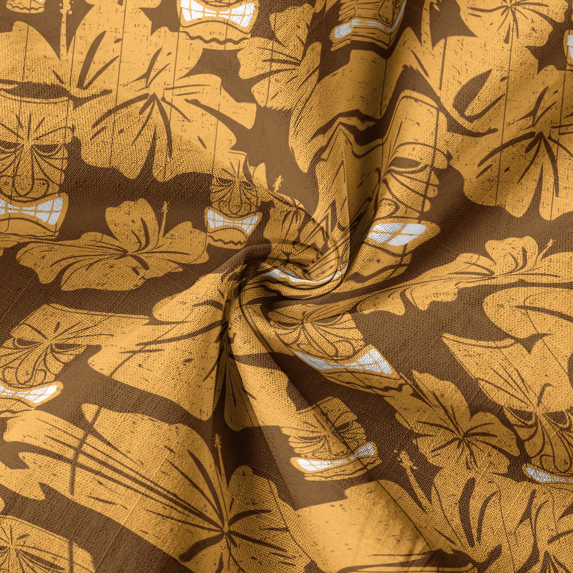 Tiki Mask Pattern Hawaiian Shirt, Tribal Tiki Hibiscus Pattern Hawaiian Shirt