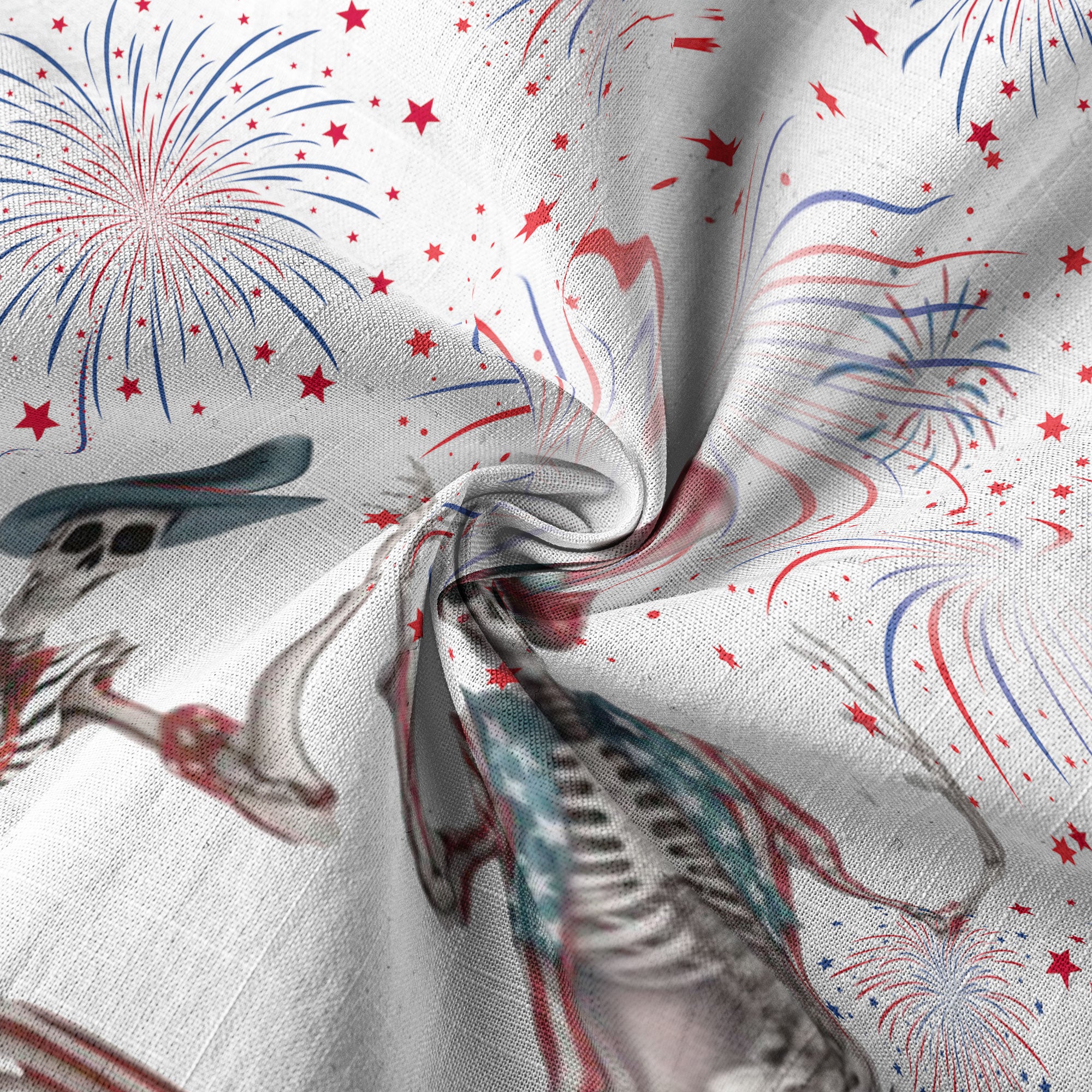Dancing Skeleton American Flag July 4th Halloween Patriotic Hawaiian Shirt