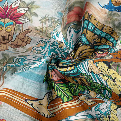Surfing Tiki Mask Hawaii Shirt, Tiki Aloha Tiki Mask Pattern Hawaiian Shirt