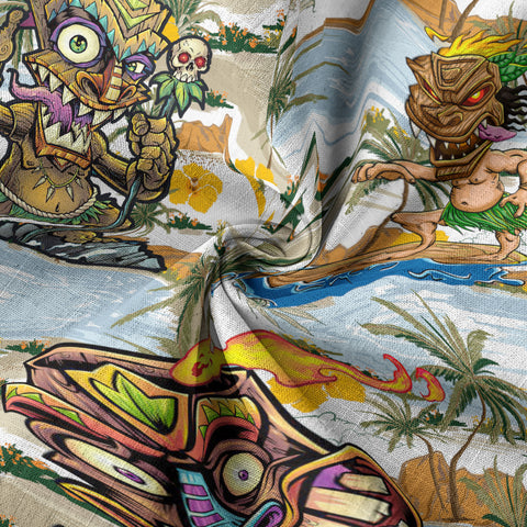 Tiki Mask Hawaii Shirt, Surfing Tiki Pattern Hawaiian Shirt