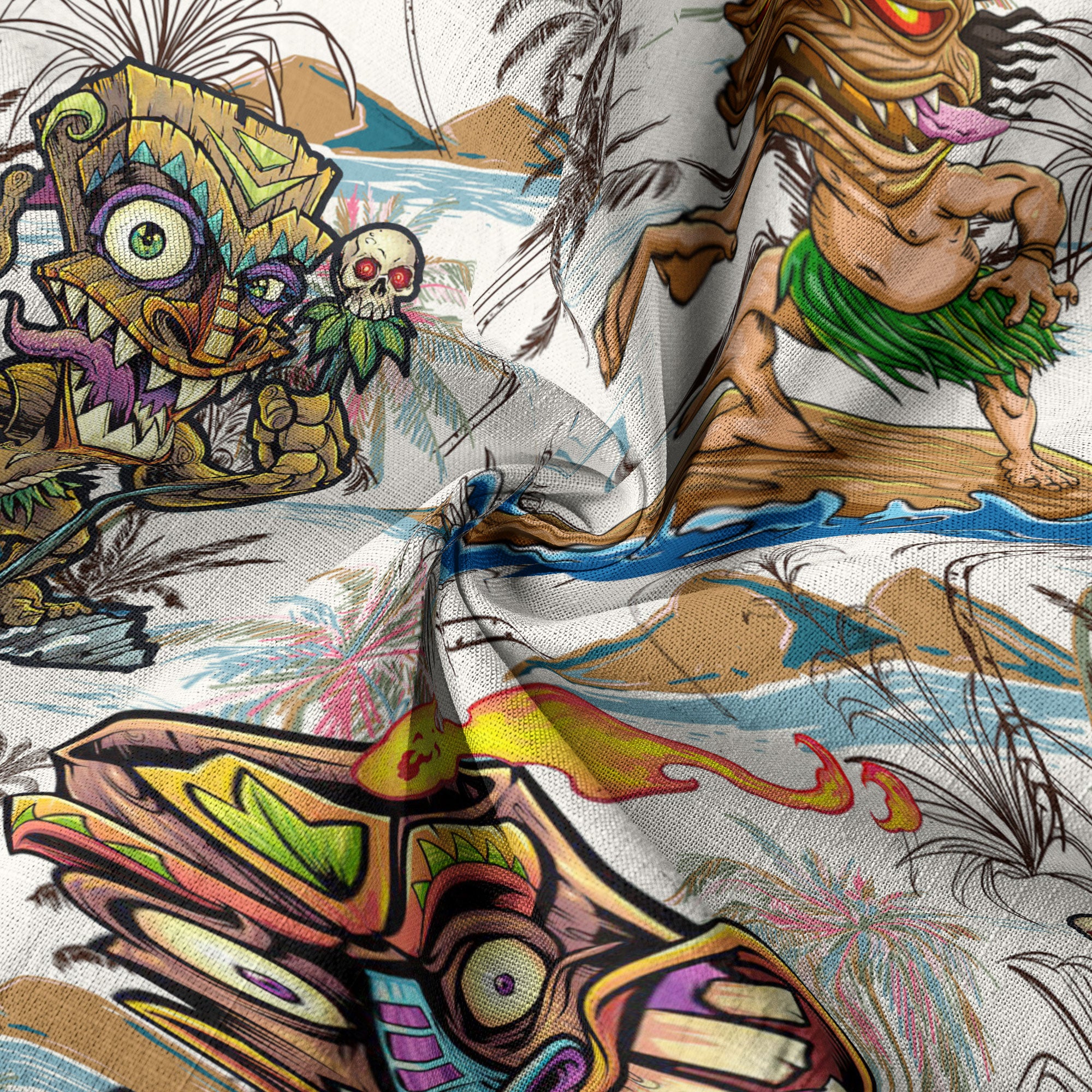 Tiki Mask Aloha Hawaii Shirt, Surfing Tiki Pattern Hawaiian Shirt