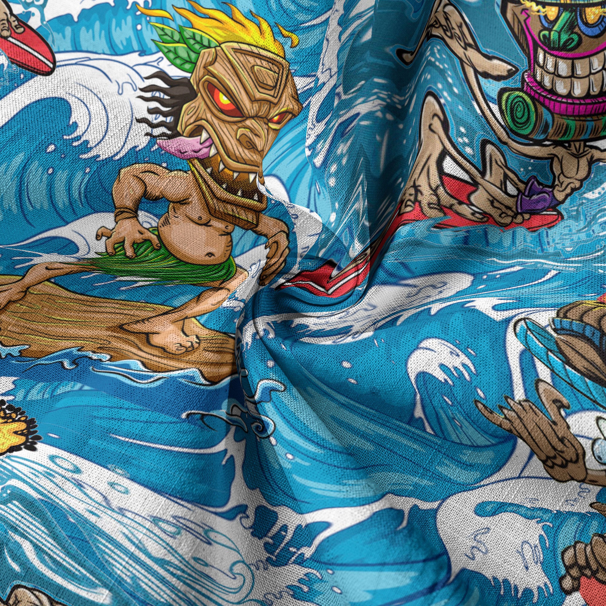 Tiki Mask Aloha Hawaii Shirt, Surfing Tiki Beach Hawaiian Shirt