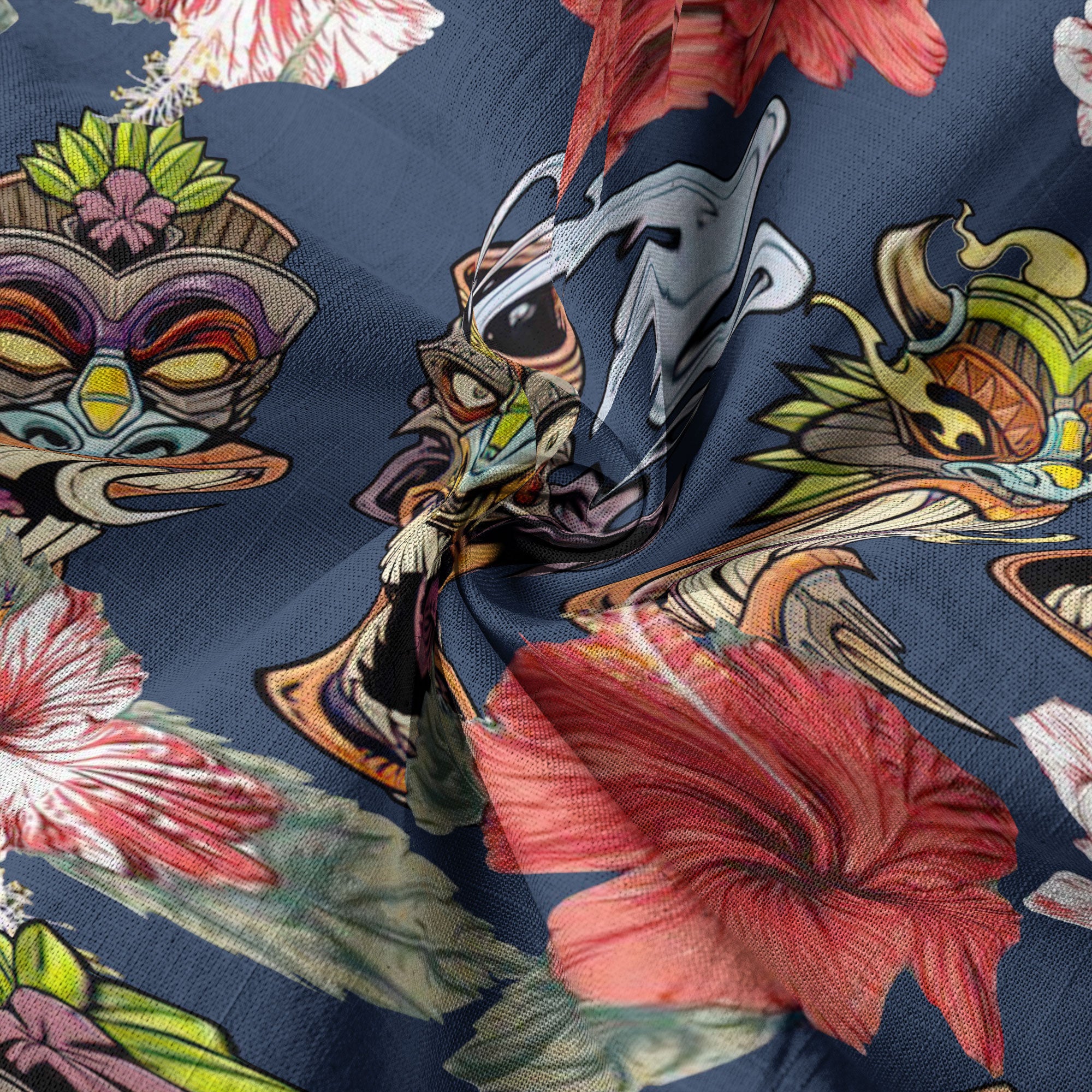 Hawaii Plumeria Lei Hawaiian Shirt, Tiki and Kakau Pattern