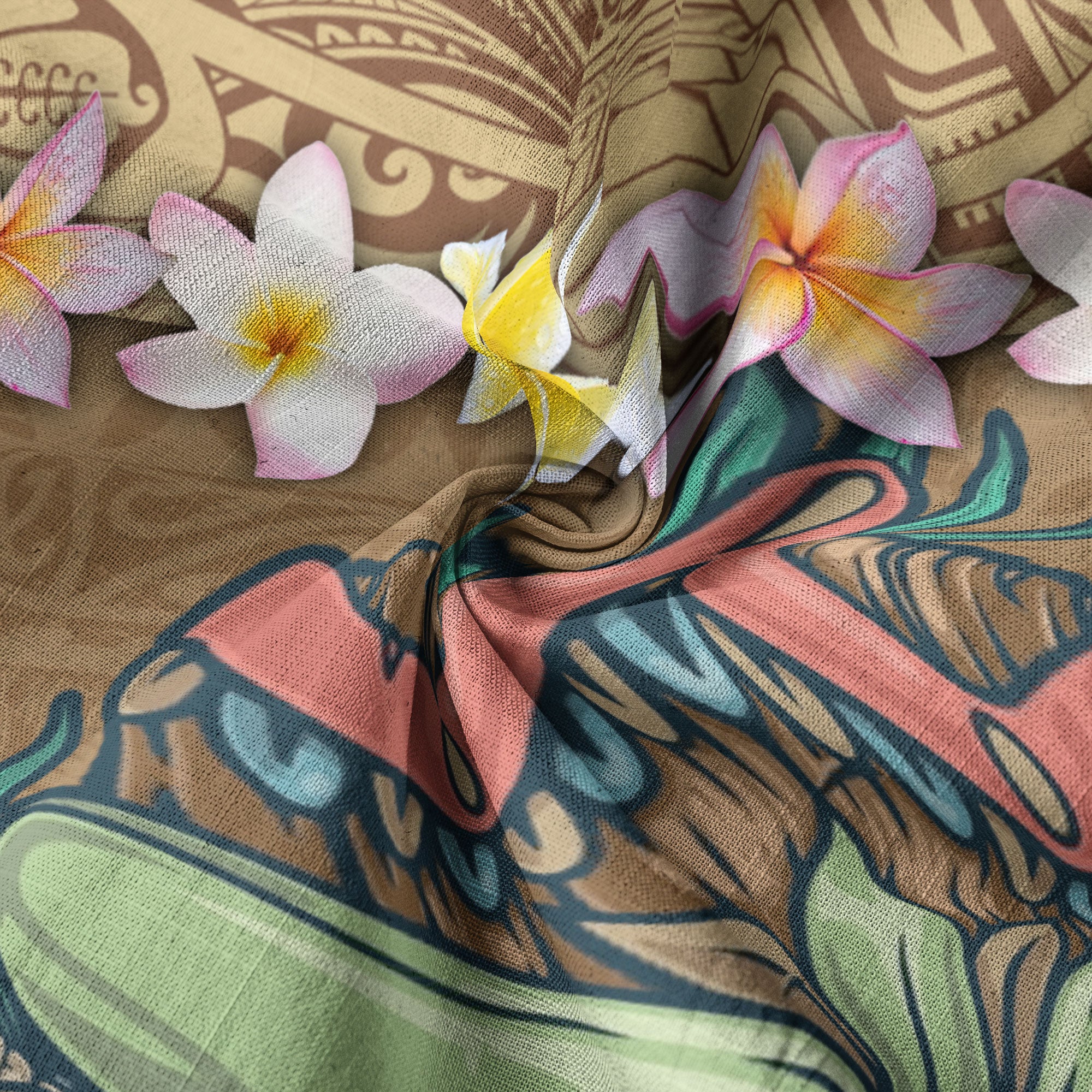 Hawaii Plumeria Lei Hawaiian Shirt, Tiki and Kakau Pattern