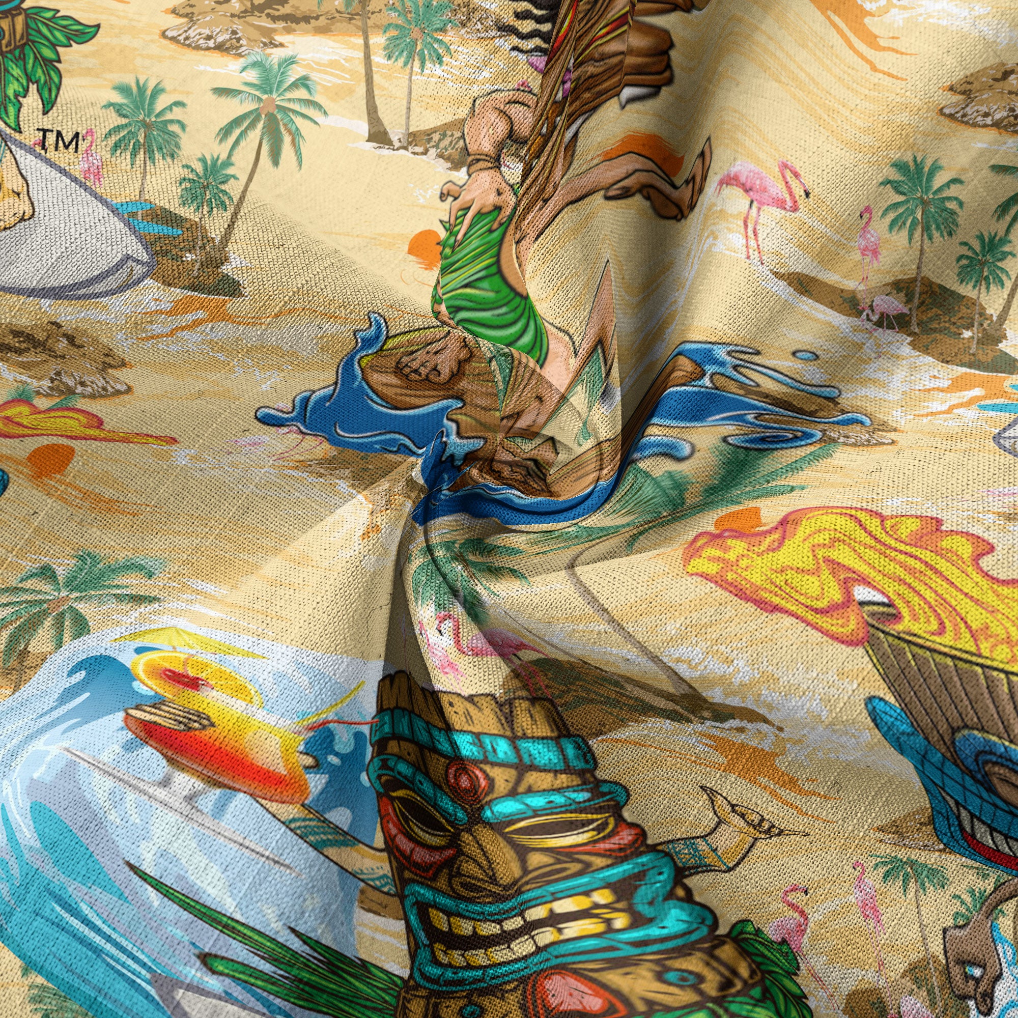 3D Tiki Tiki Surfing Hawaii Shirt, Hibiscus Flowers Hawaii Shirt