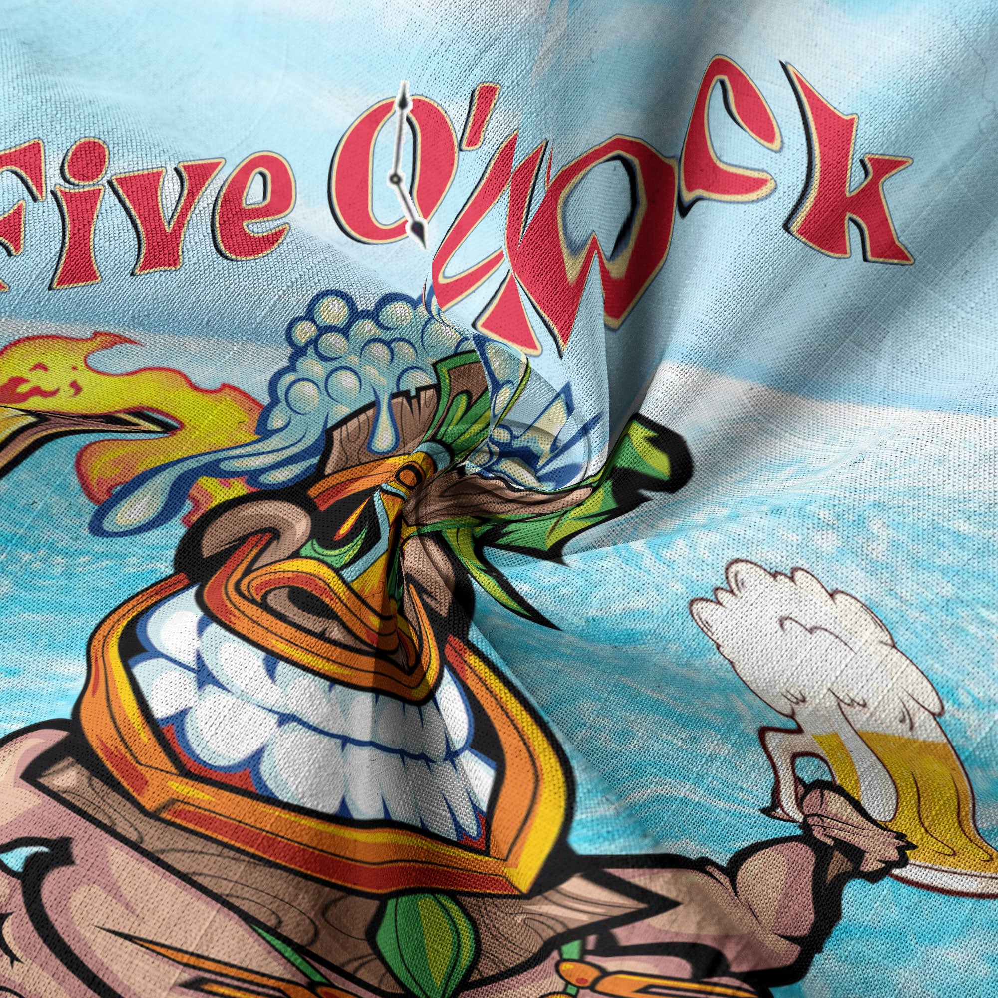 It's 5 O'clock Somewhere Tiki Hawaii Shirt, 3D Tiki Surfing Summer Vibes Hawaii Shirt