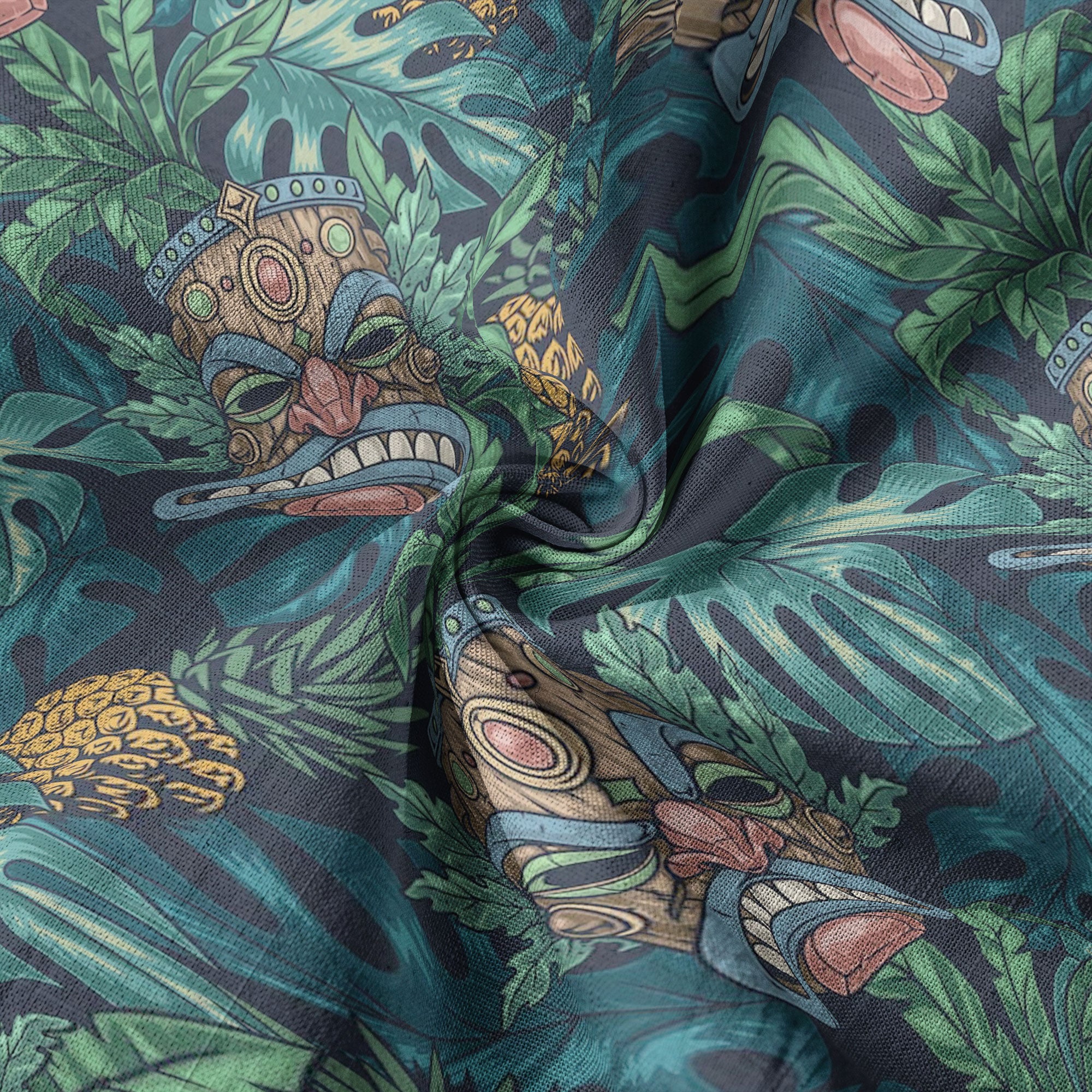Polynesian Tiki Mask And Hibiscus Flowers Hawaiian Shirt