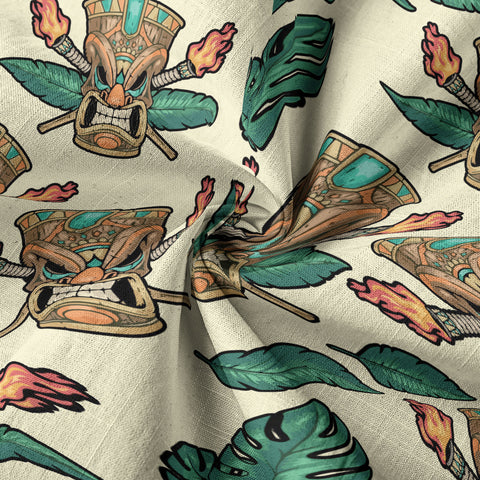 Tribal Tiki Hawaiian Shirt, Tiki Flowers Aloha Hawaii Shirt