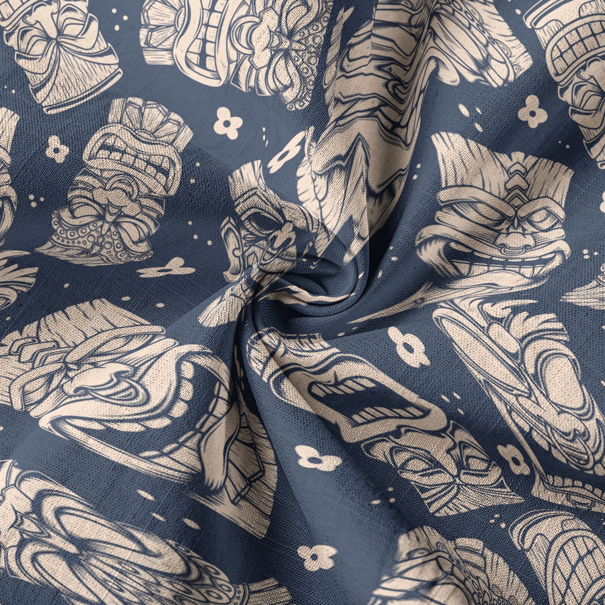 Tribal Tiki Hawaiian Shirt, Tiki Flowers Aloha Hawaii Shirt